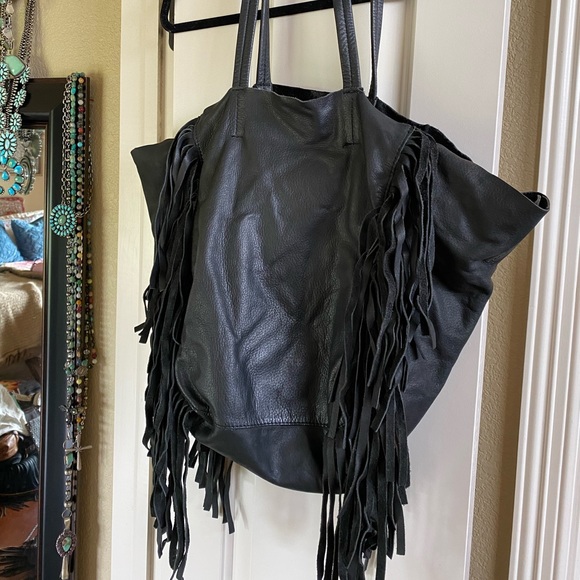 Cleobella Handbags - Cleobella Hendrix Black fringe tote purse